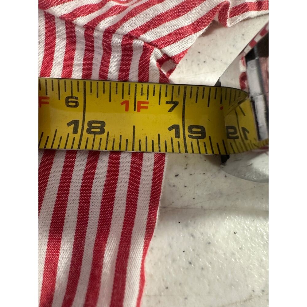 NEW Beach Lunch Lounge Women XS Red White Stripe Blouse Ruffle Sleeve Cotton A28 - Picture 6 of 7